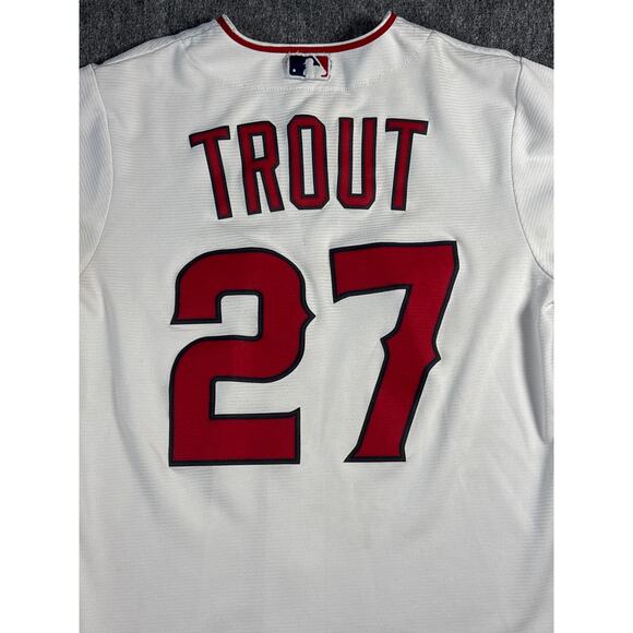 Mike Trout #27 Anaheim Angels Nike White Red  Baseball Jersey Men's Size Small - Picture 6 of 6